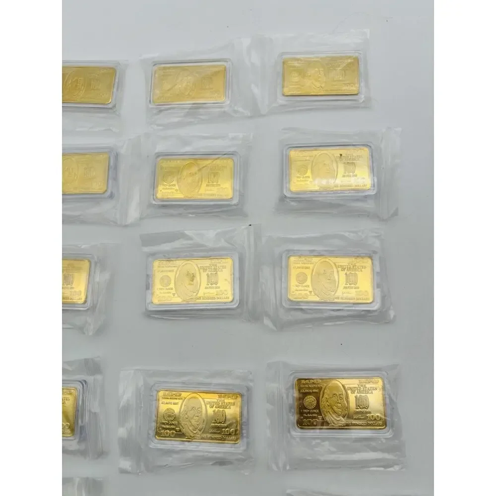 Lot Of 15 Atlantis mint 1 troy ounce USA $100.00 cased wafer bar .999 fine iron